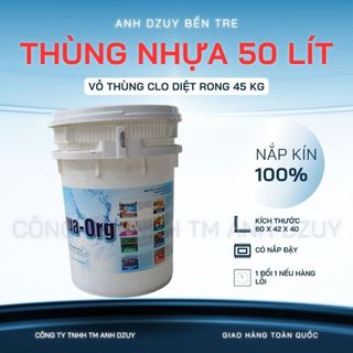 Thùng Nhựa 50 Lít Vỏ Thùng Clo Ấn Độ Dày Dặn Có Nắp Kín Chống Ngã Đổ Đựng Nước Thực Phẩm