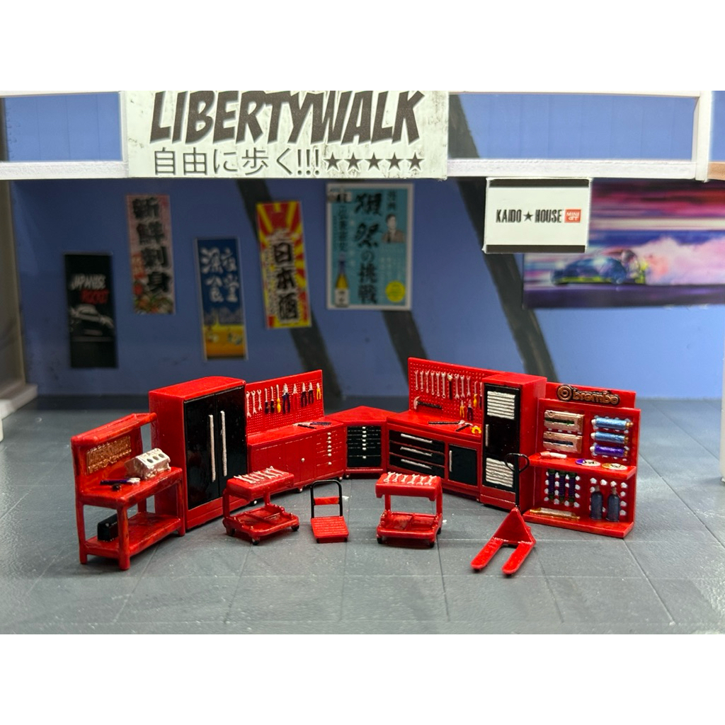 Mô hình 1:64 Gara phụ kiện trang trí sửa xe