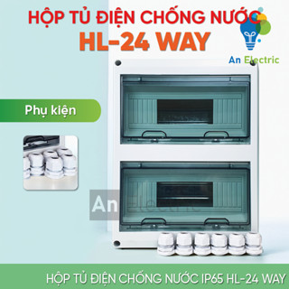  Tủ điện chống nước IP65 HL-24 WAY nhựa cao cấp ABS chống chịu va đập và thời tiết khắc nghiệt chuyên dùng cho solar 