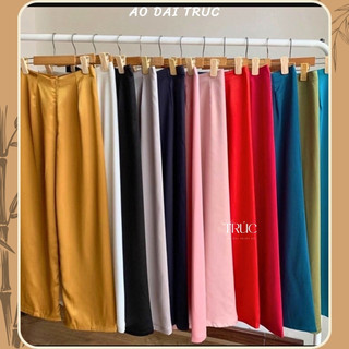 Quần áo dài may sẵn chát lụa tây thi, ngọc trai dài 100-103cm , kéo khóa trước, sau có chun co giãn dễ mặc - Áo dài Trúc