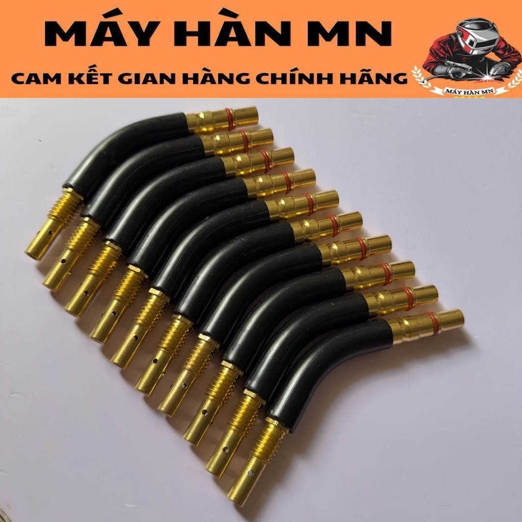 Cổ cong 200A ren nhuyễn và ren thưa dùng cho mỏ hàn Mig 200A có nối béc 200A