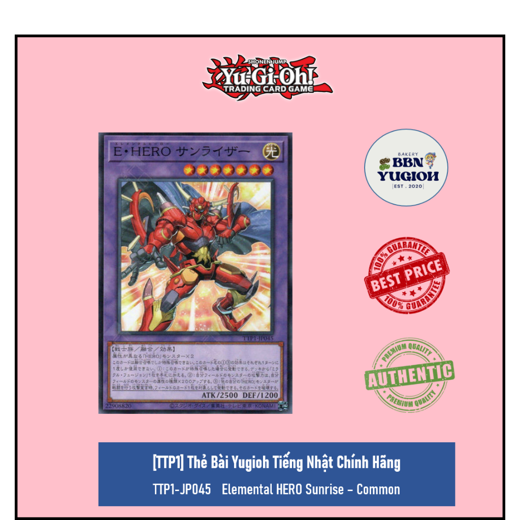 Thẻ Bài Yugioh Tiếng Nhật Chính Hãng: TTP1-JP045Elemental HERO Sunrise - Common