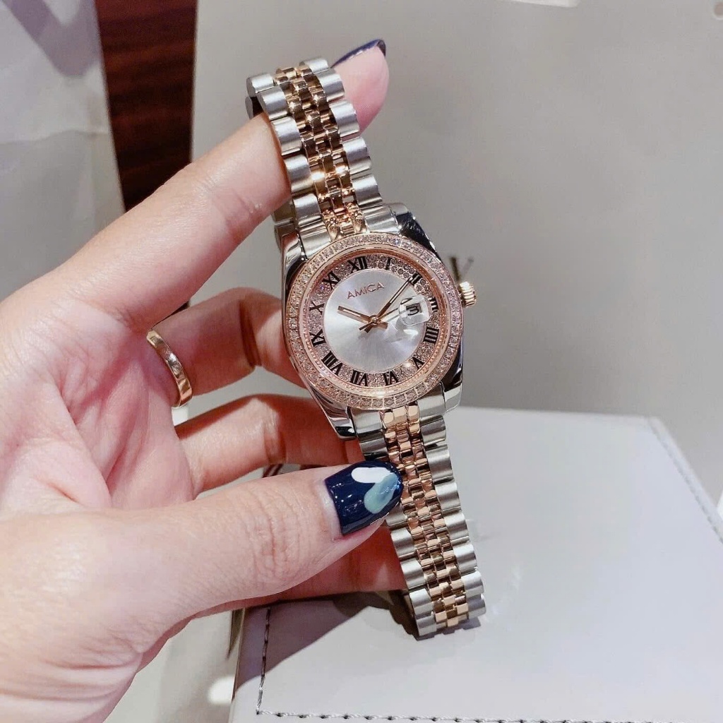 Đồng hồ nữ dây thép Amica Quartz A059C Demi Rose