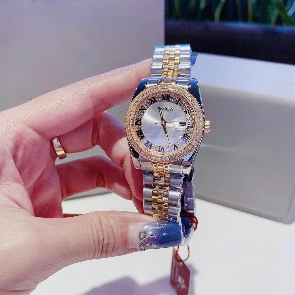 Đồng hồ nữ dây thép Amica Quartz A059C Demi Gold