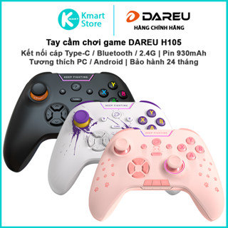  Tay cầm chơi game DAREU H105 | Kết nối 3 chế độ Cable   2.4G   Bluetooth | Pin 930mAh | Led RGB | Bảo hành 2 năm 