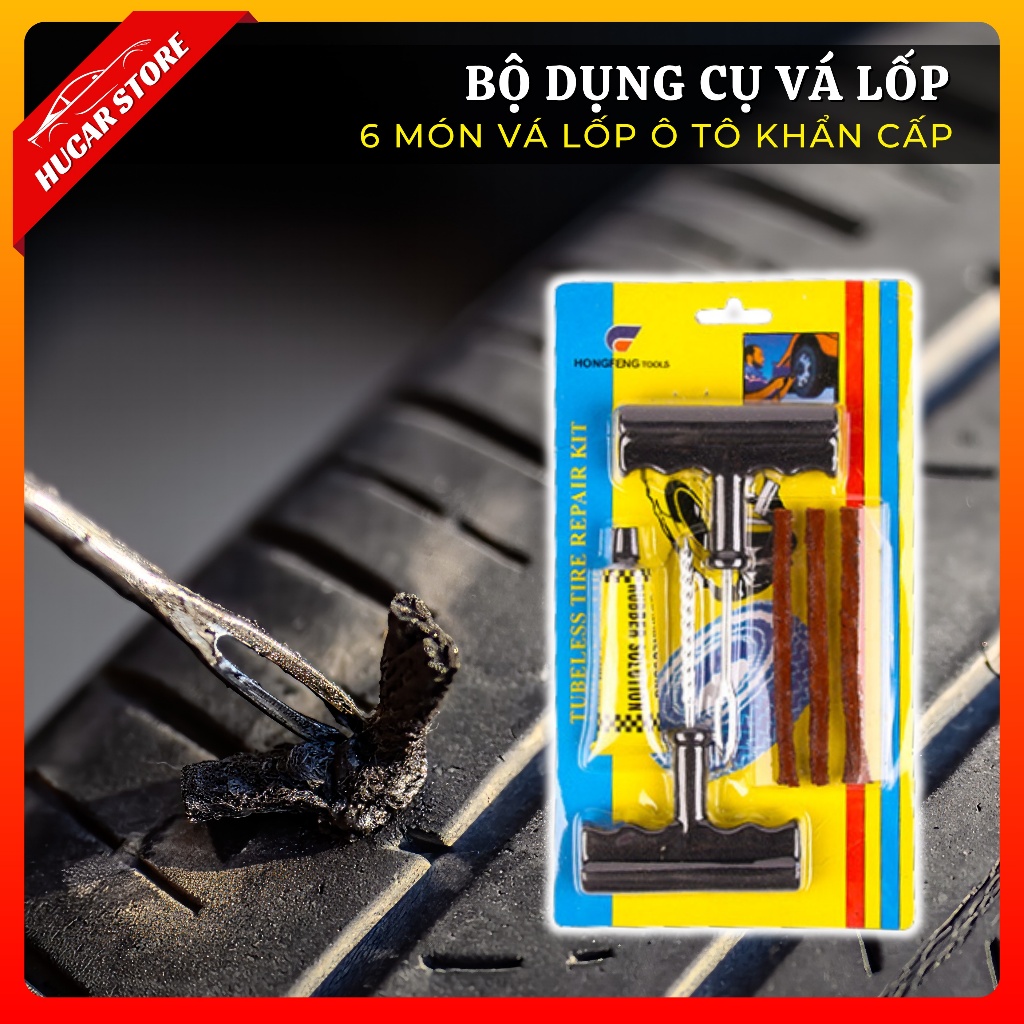 Bộ dụng cụ vá săm lốp không ruột xe máy ô tô khẩn cấp, vá dùi lụi vỏ xe máy ô tô dự phòng tiết kiệm 