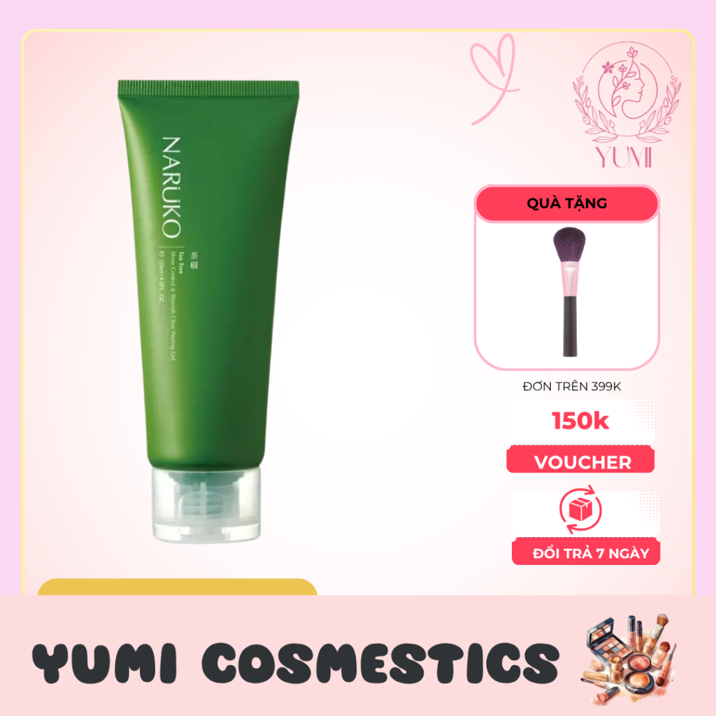 Tẩy Tế Bào Chết Da Mặt Naruko Tea Tree Cho Da Dầu Mụn 120ml + Yumi Cosmestic