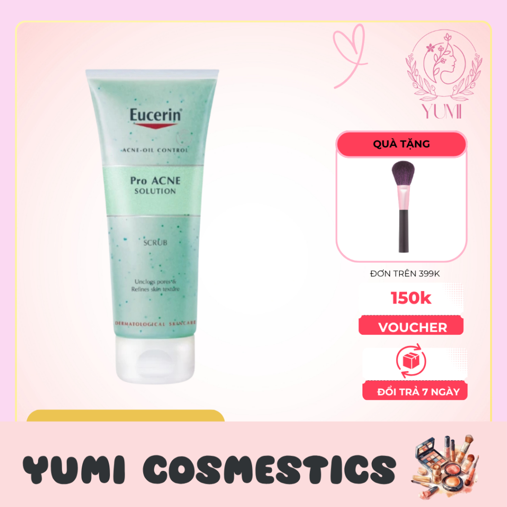 Tẩy Tế Bào Chết Da Mặt EUCERIN Pro ACNE Solution Scrub Ngăn Ngừa Mụn 100ml + Yumi Cosmestic