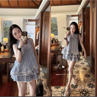  Sét Đồ Nữ Áo Sát Nách Viền Ren Chân Váy Xoè Tầng Phong Cách Hàn Quốc LOSY.STORE 