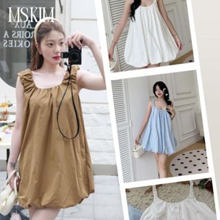  Váy 2 dây babydoll dáng bí xòe phồng cute Đầm nữ dễ thương dáng ngắn chubby trẻ trung ulzzang đi chơi biển 219G MSKIM 