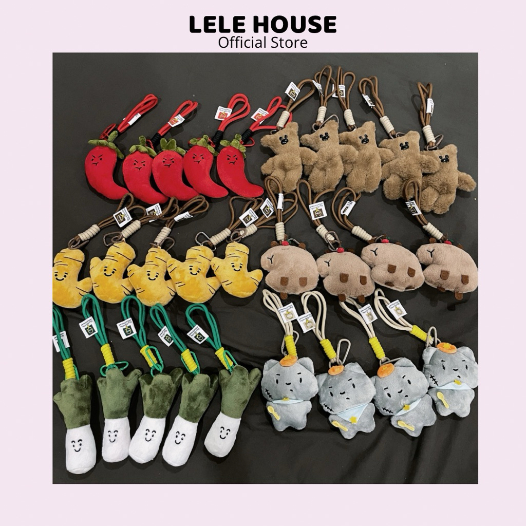 Charm Túi Nhiều Hình Phụ Kiện Túi Xách- Móc khoá hành ớt gấu nâu sói xám