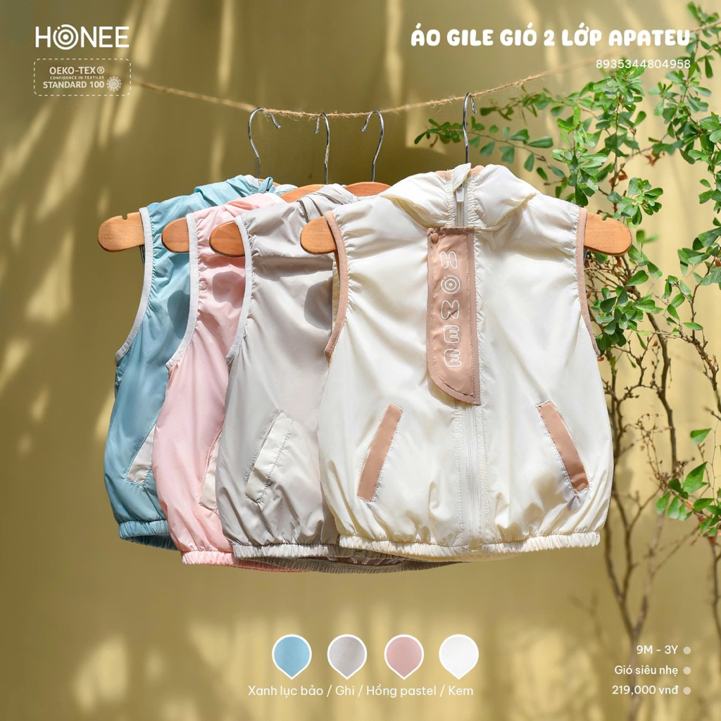 [Honee/ Uala Rogo] Áo gió, áo gile cho bé trai bé gái 6-15kg thu đông chính hãng mẫu mới 2025