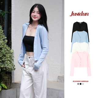 Áo Khoác Cardigan Basic Trơn Dáng rộng ôm vừa Cotton Mịn Nhiều Màu JUSTDUN K8
