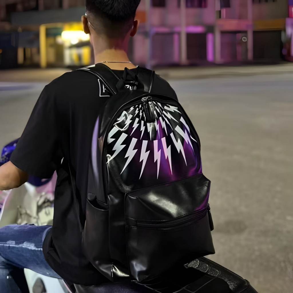 Balo đi học Tia Sét Quai To có ngăn bí mật cho nam nữ boy phố Size 42cm vừa sách vở A4 Laptop