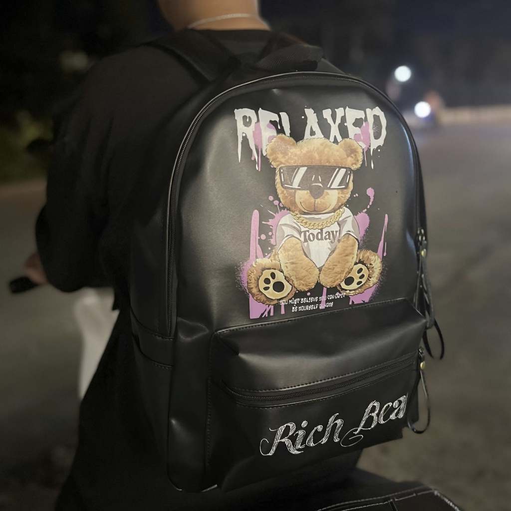 Balo đi học Rich Bear cặp sách nam nữ quai To có ngăn bí mật size 42cm vừa sách vở A4 Laptop