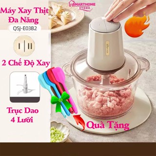 Máy Xay Thịt Bear Cối Thủy Tinh . Cối Inox 304 An Toàn  2L Trục Dao 4 Lưỡi Công Suất 300W