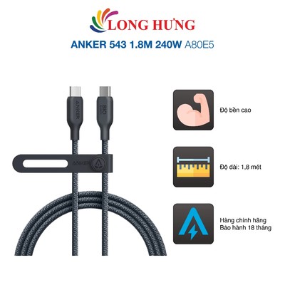 Cáp USB Type-C to Type-C Anker 543 0.9m 240W A80E5 - Hàng chính hãng