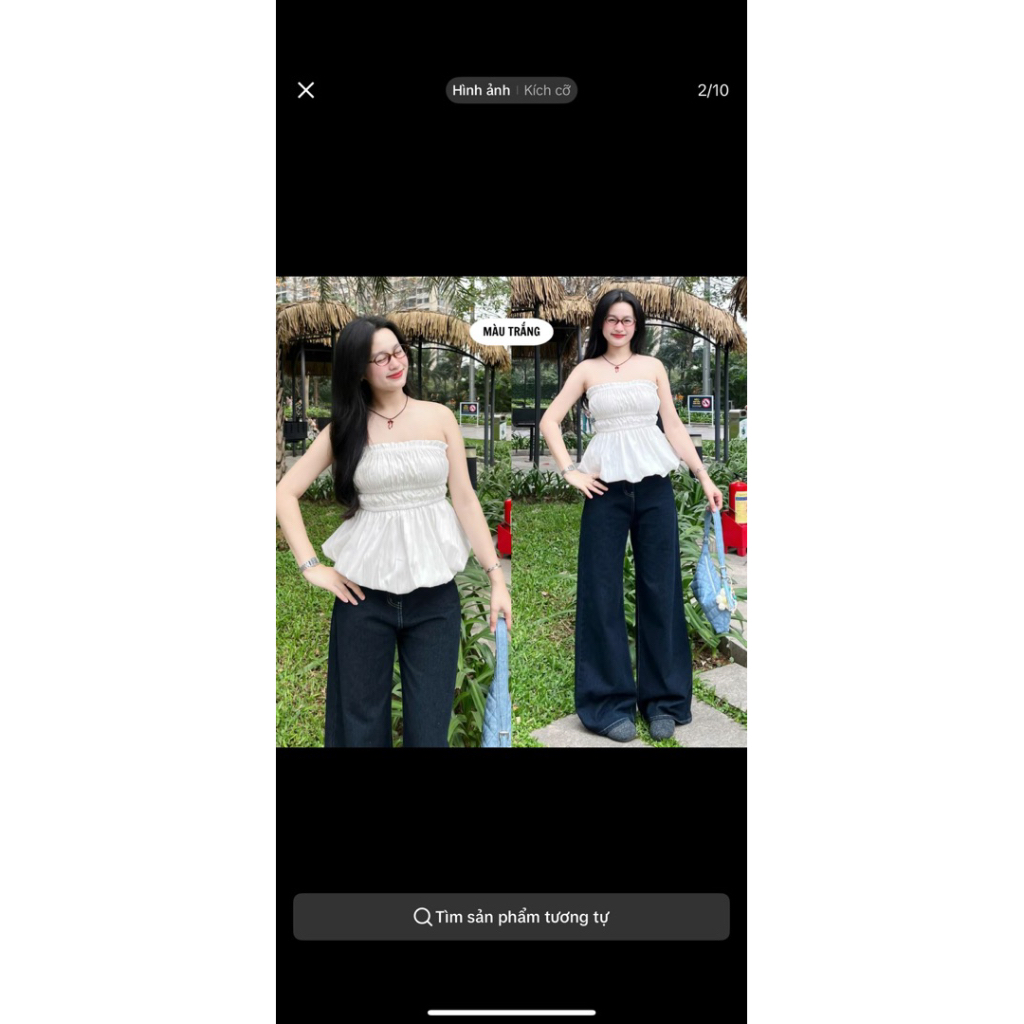 [Pass] Áo bí cúp ngực dáng xoè chất gió sần freesize