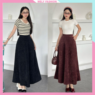 Chân váy dạ suông dài 90 cm Mely Fashion chữ A có túi cạp cao tôn dáng che giấu bụng phong cách trẻ trung bigsize CV110 