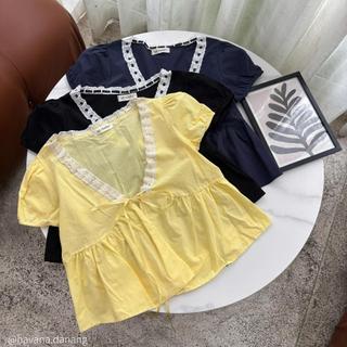   HAVANA  Áo babydoll KARINA cổ V viền ren nữ tính AO638 