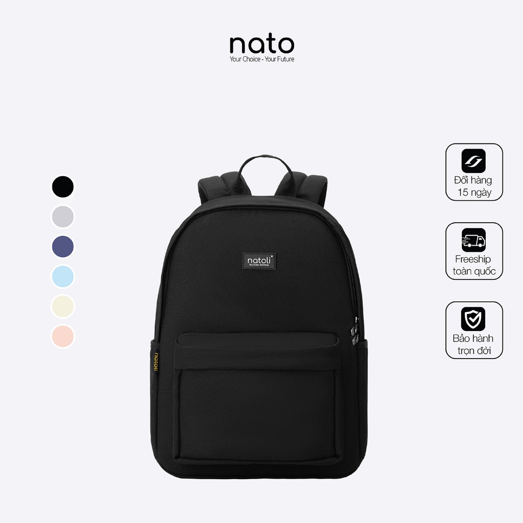 Balo đi học nam nữ Natoli đơn giản nhiều ngăn chống nước Balo Basic Backpack B2
