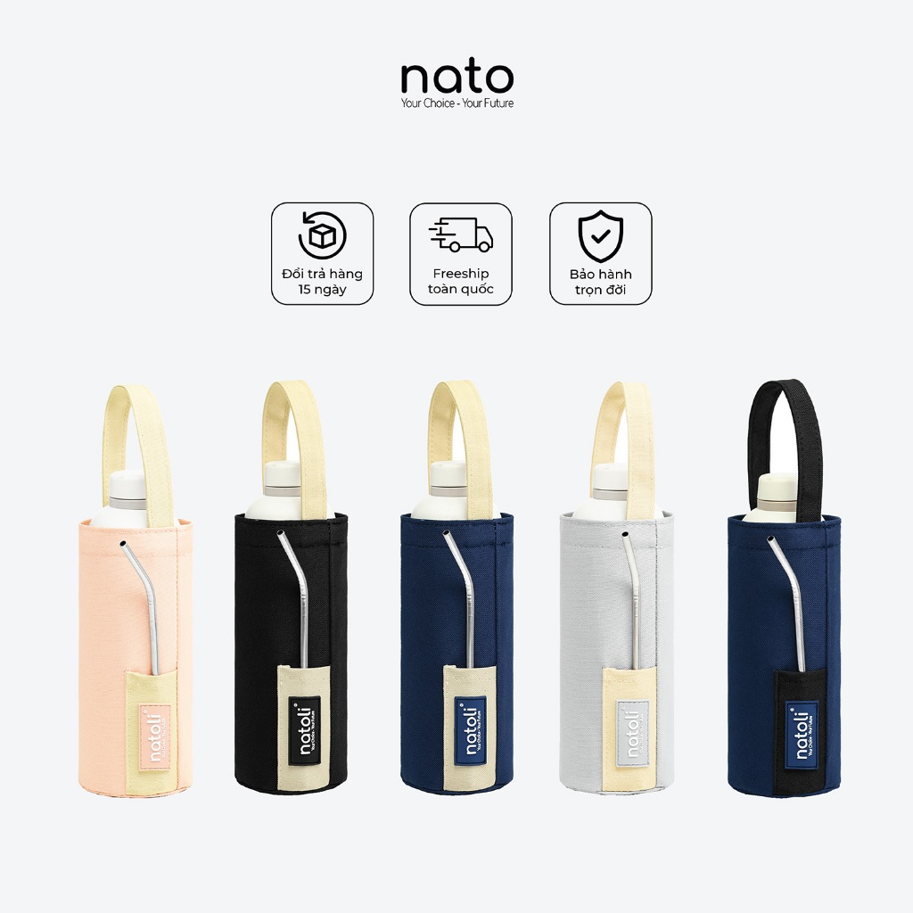 Túi đựng bình giữ nhiệt Natoli chất vải canvas dày dặn có quai xách đựng ly cốc Sturdy Bottle Pouch T29