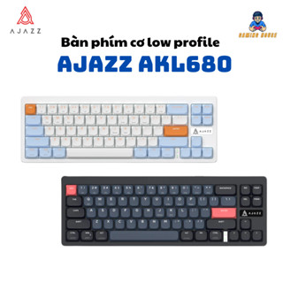 Bàn phím cơ Low Profile AJAZZ AKL680 không dây - Kết nối 2 chế độ Bluetooth và 2.4Ghz - Trục cơ Brown Swtich