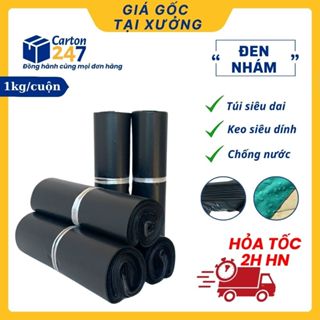Túi niêm phong ĐEN Nhám - Túi gói hàng dày dặn, keo dán chắc, chống thấm tốt giá rẻ - Carton 247