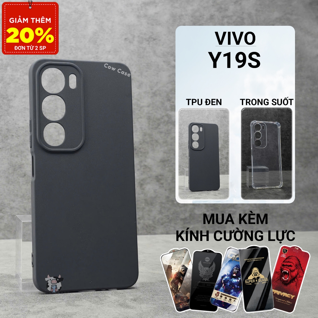 Ốp lưng Vivo Y19s , Y19s Pro Cowcase trơn màu đen | Ốp điện thoại Vivo dẻo bảo vệ camera đt toàn diệ