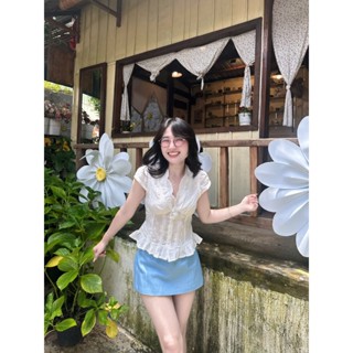  Áo Tay Hến Cổ V Ren  Một Mẩu House  