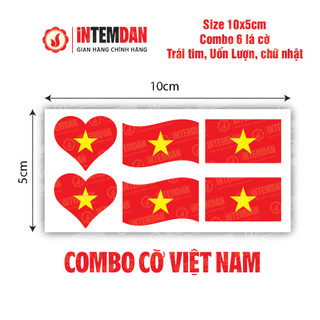 Combo 10 Bộ Lá Cờ VINH LIEN Mỗi Bộ Gồm 6 Lá Cờ, Sticker Decal Giấy Dán Size 10x5cm