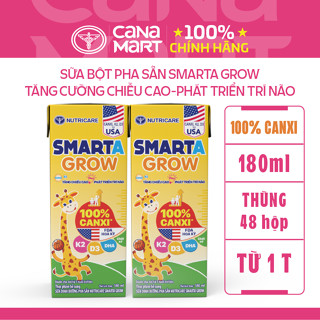 Thùng 48 hộp sữa bột pha sẵn Smarta Grow Nutricare dinh dưỡng cho trẻ thấp còi - tăng chiều cao