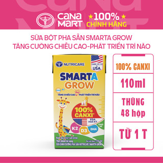 Thùng 48 hộp sữa bột pha sẵn Nutricare Smarta Grow dinh dưỡng cho trẻ thấp còi