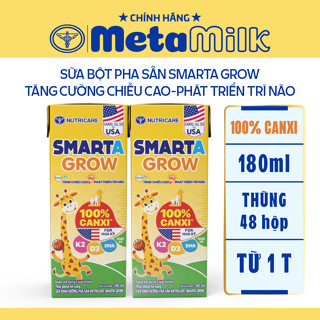 Thùng sữa pha sẵn Smarta Grow Nutricare dinh dưỡng cho trẻ thấp còi (180ml x 48 hộp)