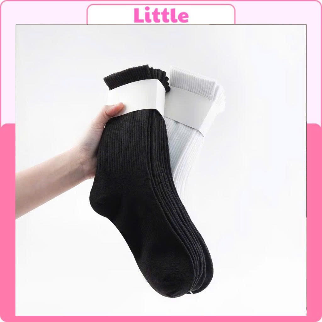 Set 5 10 Đôi Tất Vớ Nam Nữ Dệt Kim Cổ Cao Cổ Trung Cổ Ngắn Trơn Êm Ái Dày Dặn Thoáng Khí