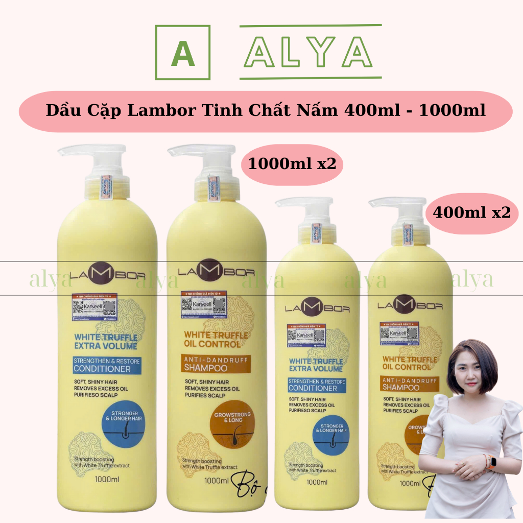 Cặp Dầu Gội Xả LAMBOR Nấm Vàng Truffle 400ML - 1000ML. Giảm Rụng Và Nhanh Mọc Tóc, Tốt Cho Da Đầu
