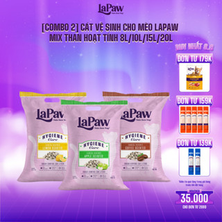 [COMBO 2] laPaw Cát vệ sinh cho mèo than hoạt tính cao cấp siêu vón cục,siêu khử mùi,thơm lâu,ít bụi 8L/10L/15L/20L