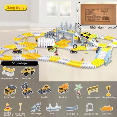Bộ đồ chơi lắp ghép đường ray ô tô, tàu hỏa