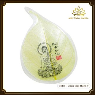 Lá Bồ Đề Lá In/Khắc Hình Phật Màu Vàng - Phụ Kiện Để Bóp/Ví, Ốp Sau Điện Thoại | Mộc Trầm Hương MTH