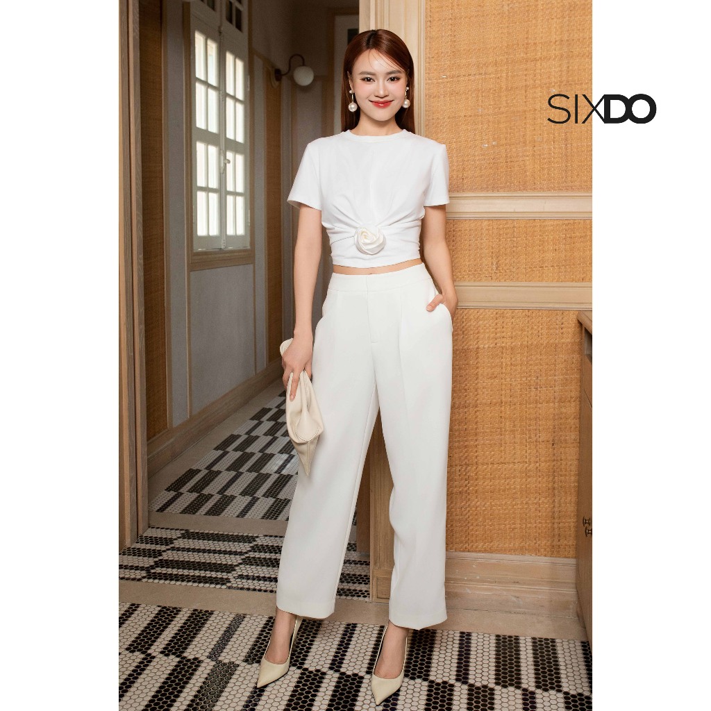 Quần baggy trắng SIXDO (White Woven Baggy Pants)