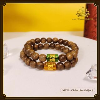  Vòng Trầm Hương Tròn Đơn Đính Đá Trụ Ngọc OMANI Trợ Mệnh Size 6 7 8 10mm - Đá Phong Thủy - Mộc Trầm Hương MTH 