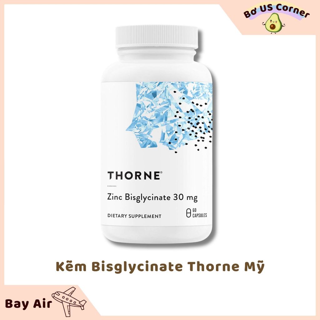 Viên uống kẽm Thorne tăng cường sức đề kháng,hỗ trợ tăng cơ bắp, giảm mụn viêm Thorne Bisglycinate 6