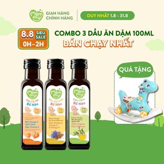 Combo 3 dầu ăn dặm bổ não Mămmy 100ml cá hồi, hạt lanh, Olive bổ sung DHA, Omega-3 cho bé từ 6 tháng