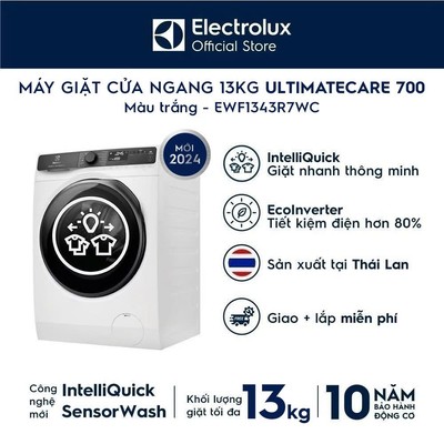 Free giao lắp - Máy giặt cửa ngang Electrolux 13kg UltimateCare 700 - Trắng EWF1343R7WC