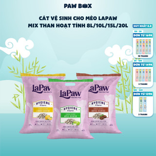 Cát vệ sinh cho mèo laPaw than hoạt tính cao cấp siêu khử mùi và kháng khuẩn, vón cục tốt, thơm lâu 8L/10L/15L/20L