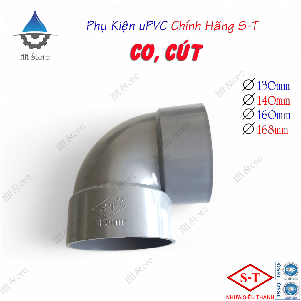 Co, Cút, Co Góc Vuông phi 130, 140, 160, 168mm. Hàng Chính Hãng - Nhựa Siêu Thành (ST)