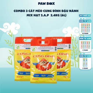 COMBO 3 Cát mèo Cung Đình đậu nành mix hạt S.A.P cho mèo xà toilet 2.4kg (6L)