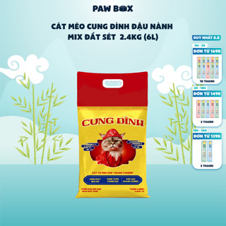 Cát mèo Cung Đình đậu nành mix đất sét cho mèo xả toilet 2.4kg (6L)