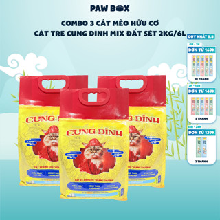 [CÔNG THỨC MỚI] COMBO 3 Túi Cát mèo Cung Đình cát tre và đất sét tan trong nước 2kg (6L)