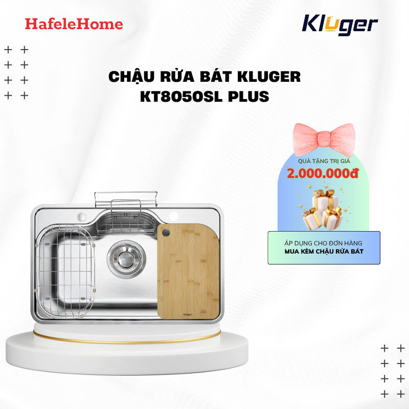 Chậu rửa bát 1 hộc Kluger SUPER LINEN chống xước KT8050FS/KT8050SL Plus + Tặng kèm vòi bất kì - EEH